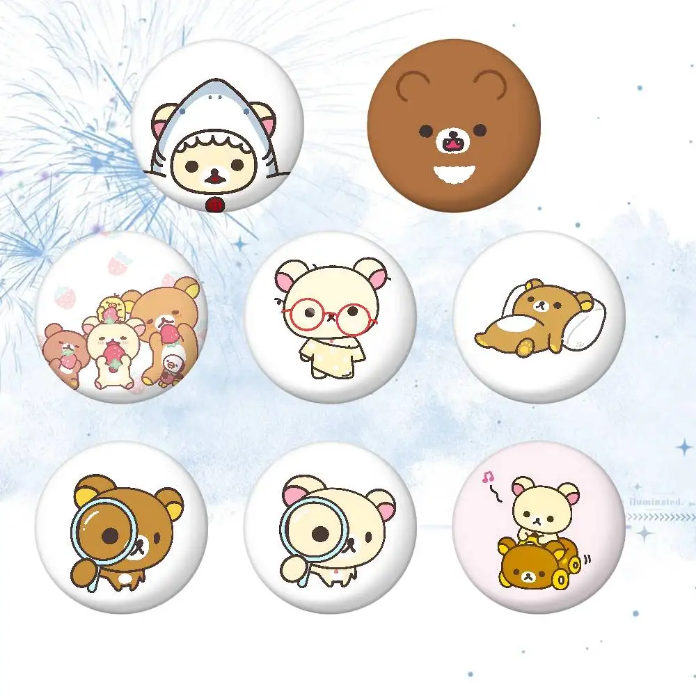 Cute Cartoon R-Rilakkuma-S Hot Brooches On Backpack Decoration Round Enamel Pins For Jewelry Gifts Bag Accessorys