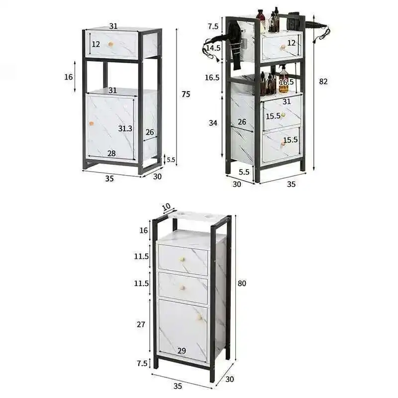 Carros de salón modernos y ligeros de lujo, muebles de salón simples, carrito auxiliar de salón de belleza con ruedas, gabinete de almacenamiento multicapa A