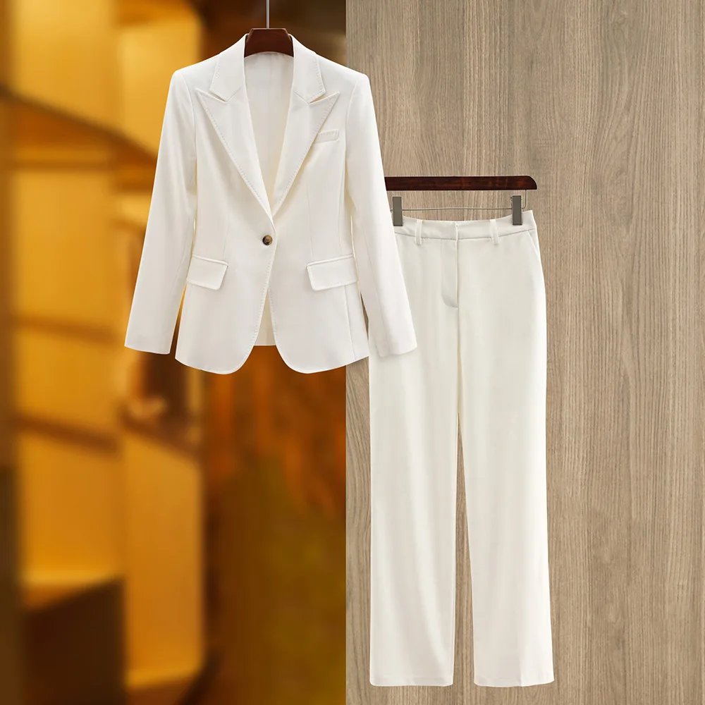 

High Quality Fashionable Commute Goddess Suit Jacket Straight Leg Pants Autumn Set Elegant Two Piece Set Workwear Uniform