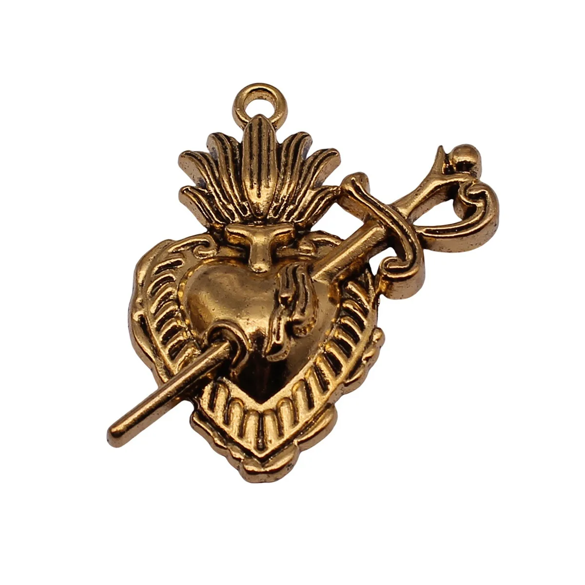 Antique Silver Color Heart-Shaped Charms With Thorns Handmade Jewelry Making Accessories Zinc Alloy