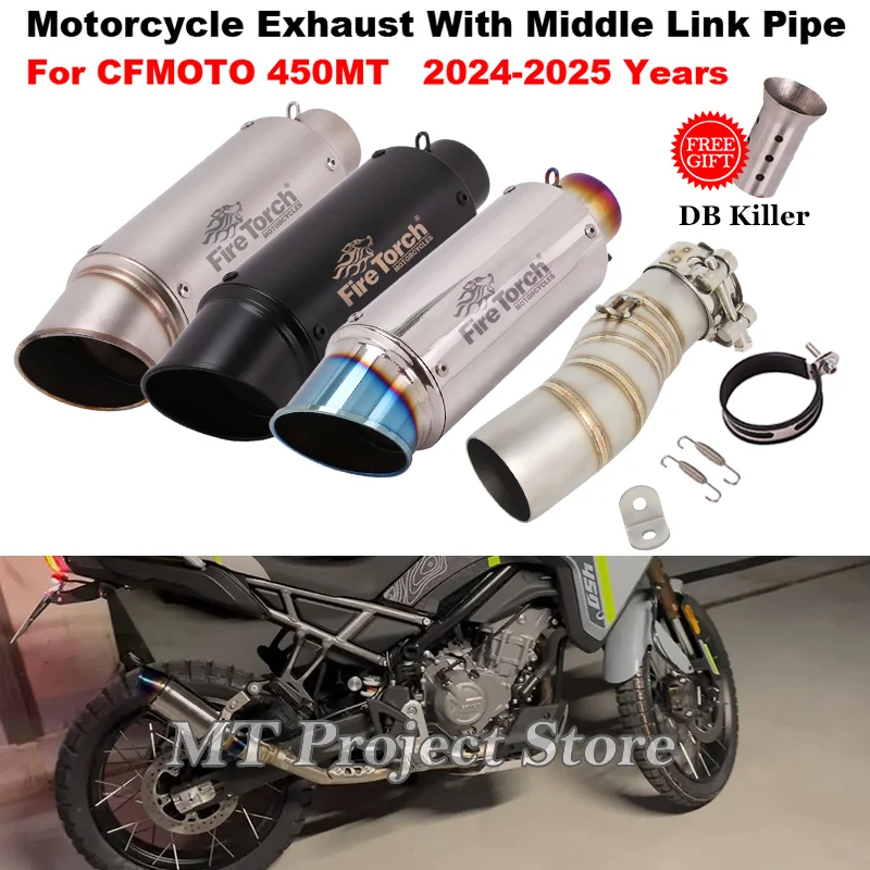 

Motorcycle Exhaust System Escape 51mm Mid Link Pipe With Muffler Motocross DB Killer Slip On For CFMOTO 450MT 450 MT 2024 2025