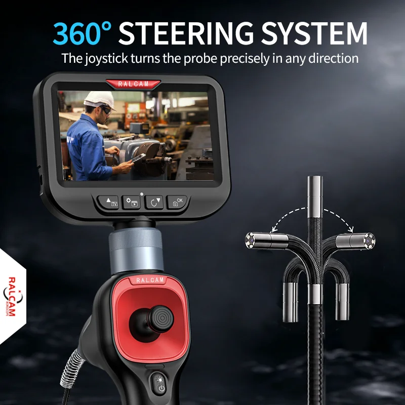 RALCAM F606BArticulating Borescope, 6.2mm Ultra-Slim Waterproof Inspection Camera with Light, 4X Zoom,for Engine Pipe Automotive