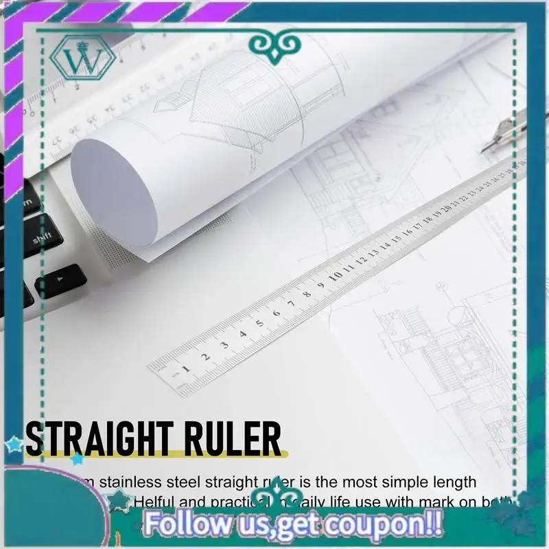 A75Q-Stainless Steel 60Cm 23.6 Inch Measuring Long Straight Ruler