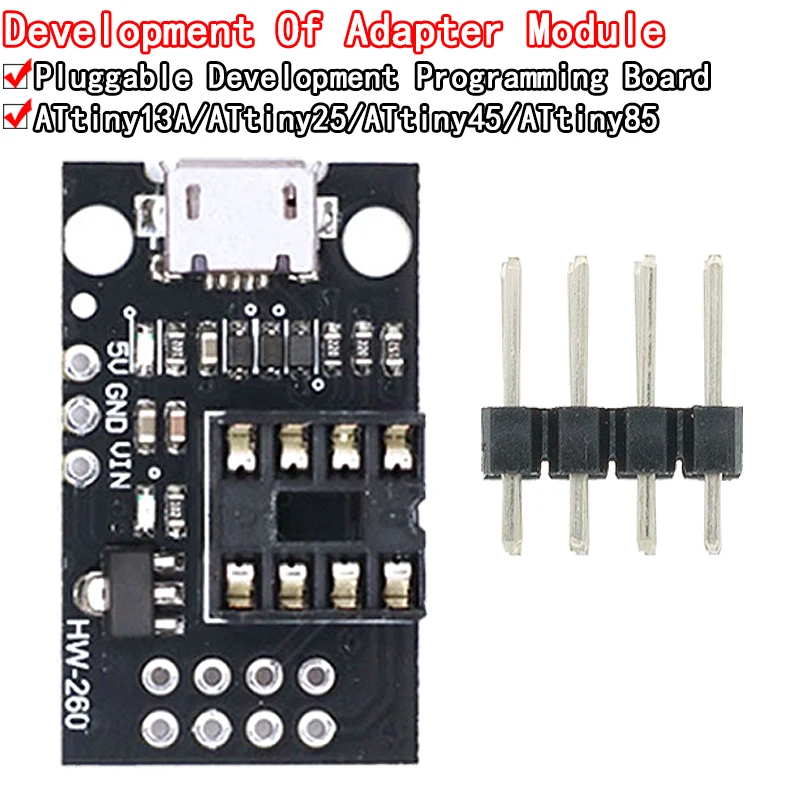 Pluggable Development Board For ATtiny13A/ATtiny25/ATtiny45/ATtiny85 Programming Editor Micro Usb Power Connector