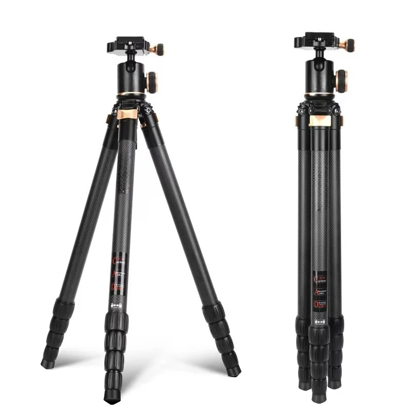 

Q8805C Lightweight Carbon Fiber Tripod Professional Compact Digital Tripod Stand Panoramic Ball Head 158cm Camera Tripod