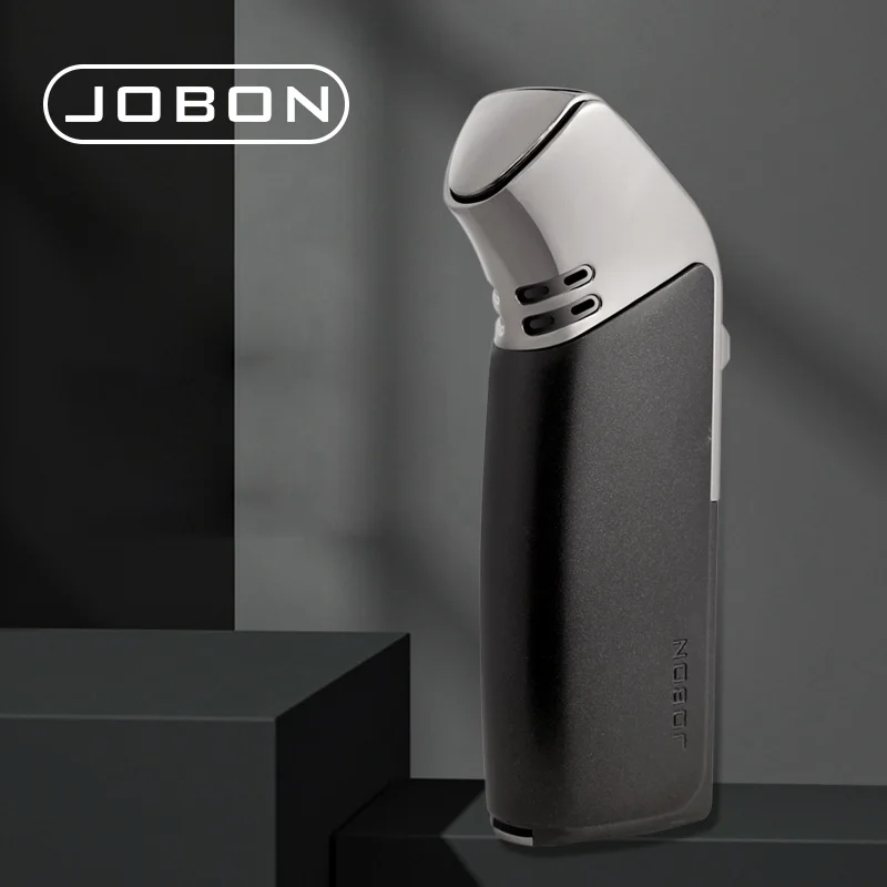 

Windproof Three Blue Flame Inflatable Lighter Bottom Cigar Cutter Design Adjustable Flame Size Metal Body Press Ignition