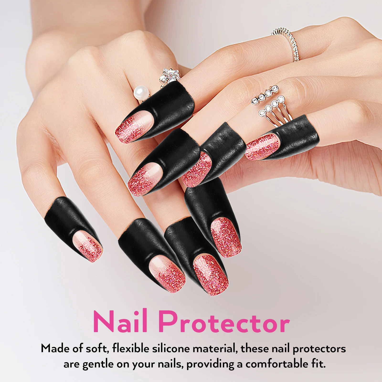 

100 Sheets Black Nail Polish Guards Anti-spill Stickers Fingers Soft Silicone Universal Size Non-slip Protectors Nail Tape