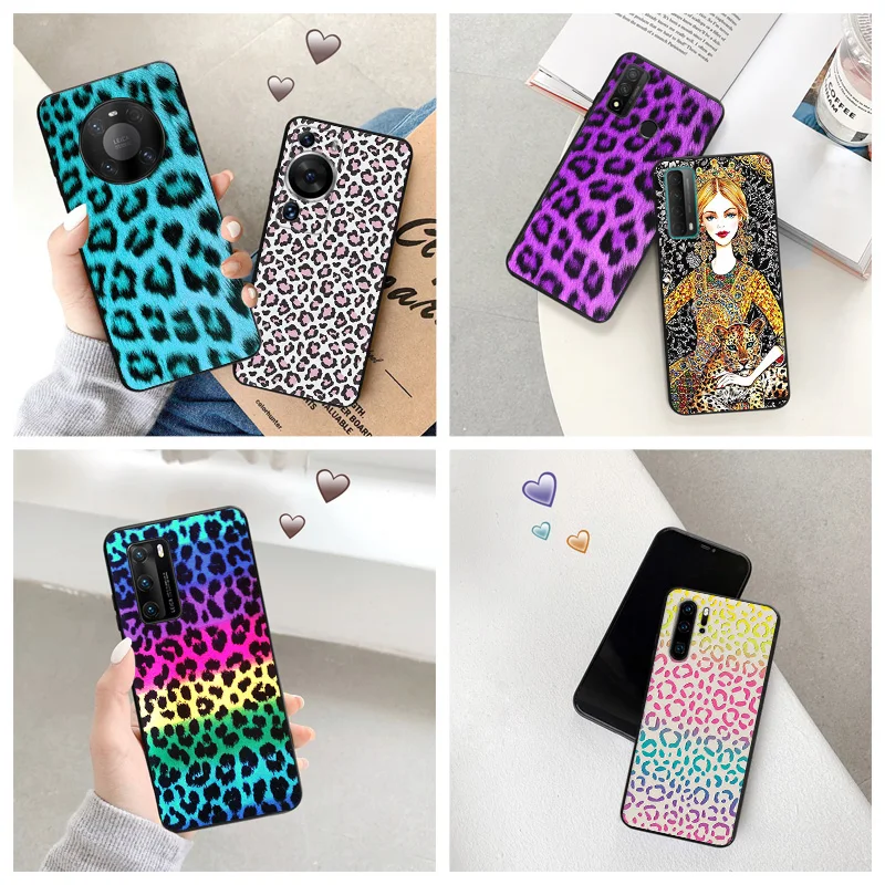 Silicone Black Phone Case for Motorola G200 5G G30 G31 One Fusion Leopard Snake Scales Huawei P40 P30 P20 P Smart iphone6 Cover