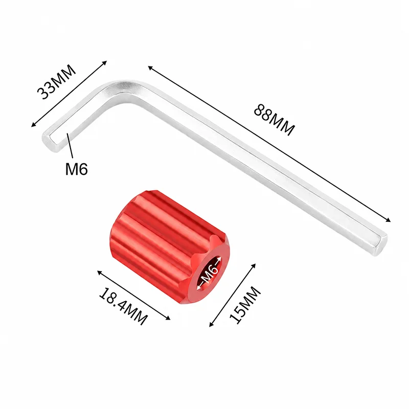 M6 Bicycle Crank Preload Adjuster Cap Aluminum Alloy Bottom Bracket Tool with Hex Key, Red Black Silver Gold