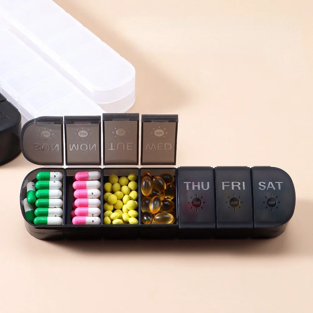 

New Premuim Weekly Double-layer Portable Pill Cases Box Organizer Storage 7 Days 14 Grids 2 Times A Day for Vitamins Fish Oils