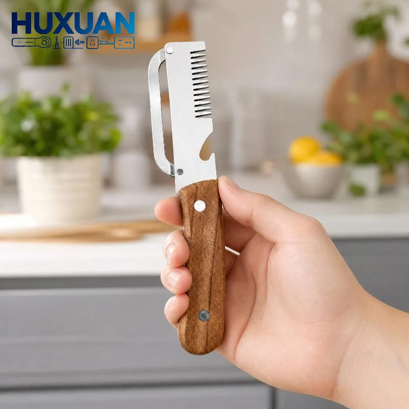 3-in-1 Stainless Steel Vegetable Peeler with Ergonomic Wooden Handle for Smooth Cooking Experience