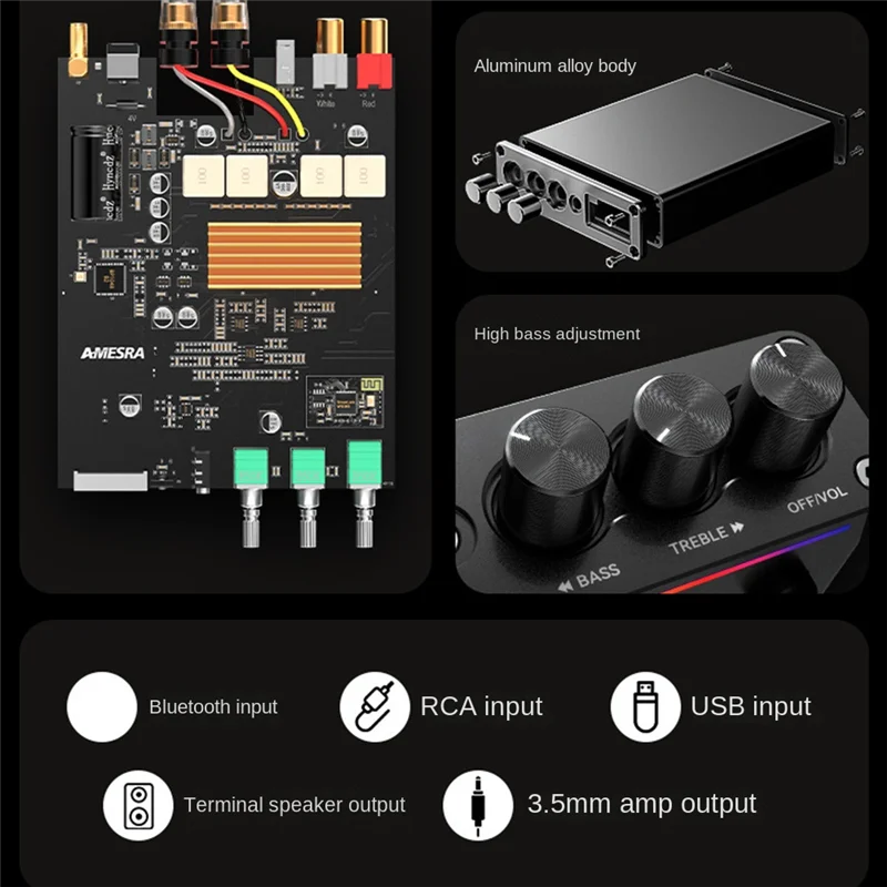 AA08-Bluetooth Receiver For Home Stereo Digital Amplifier Board Bluetooth 5.3 Amplifier EU Plug