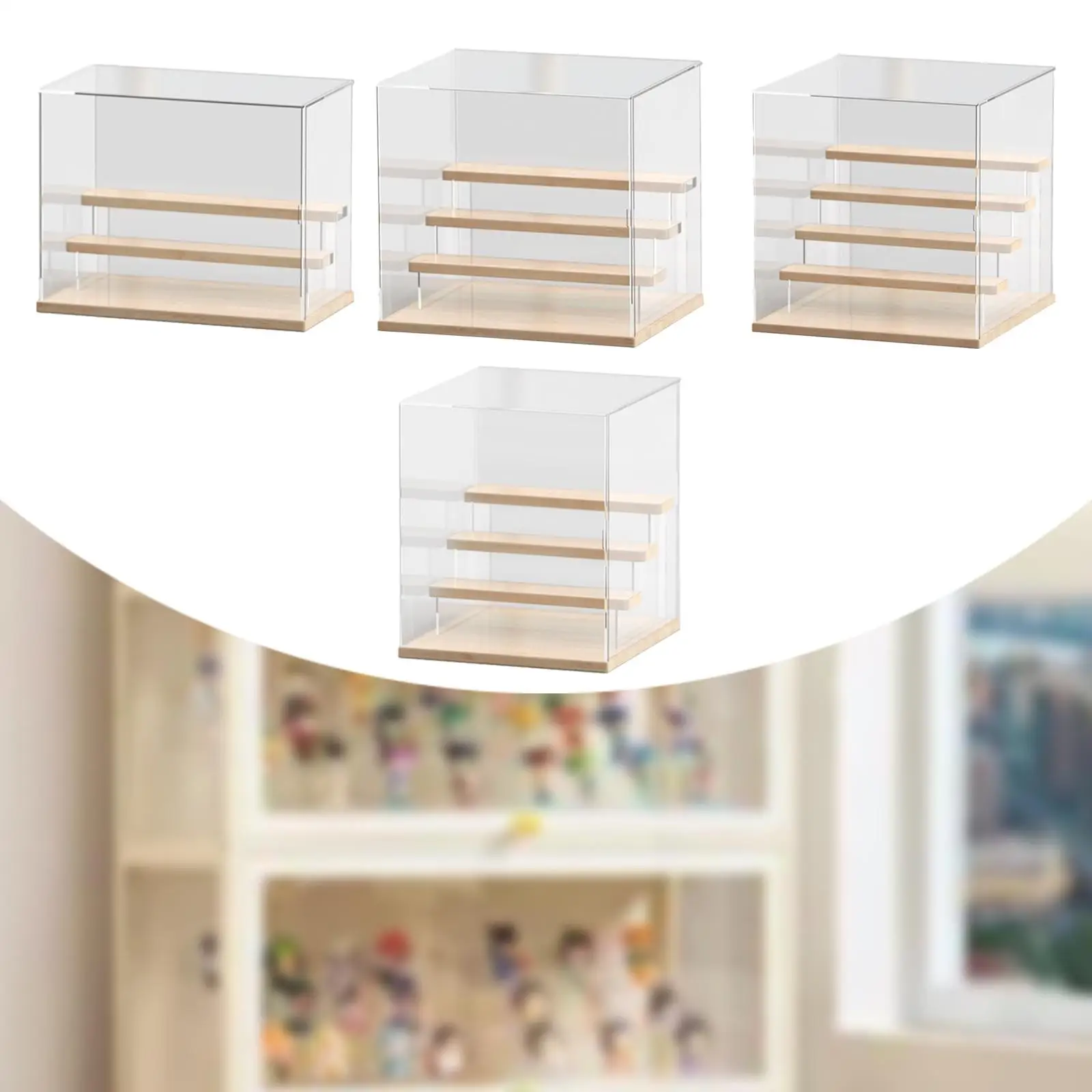 Clear Acrylic Figure Display Case Showing Cabinet Collectibles Toy Display Box for Study Room Bedroom Office Living Room Home