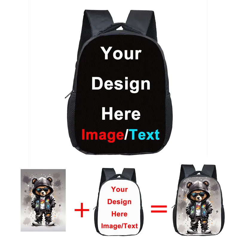 حقيبة ظهر مدرسية مخصصة بتصميم/شعارك للمراهقين، قم بتخصيص صورتك للأطفال، حقيبة كتب مدرسية للأطفال