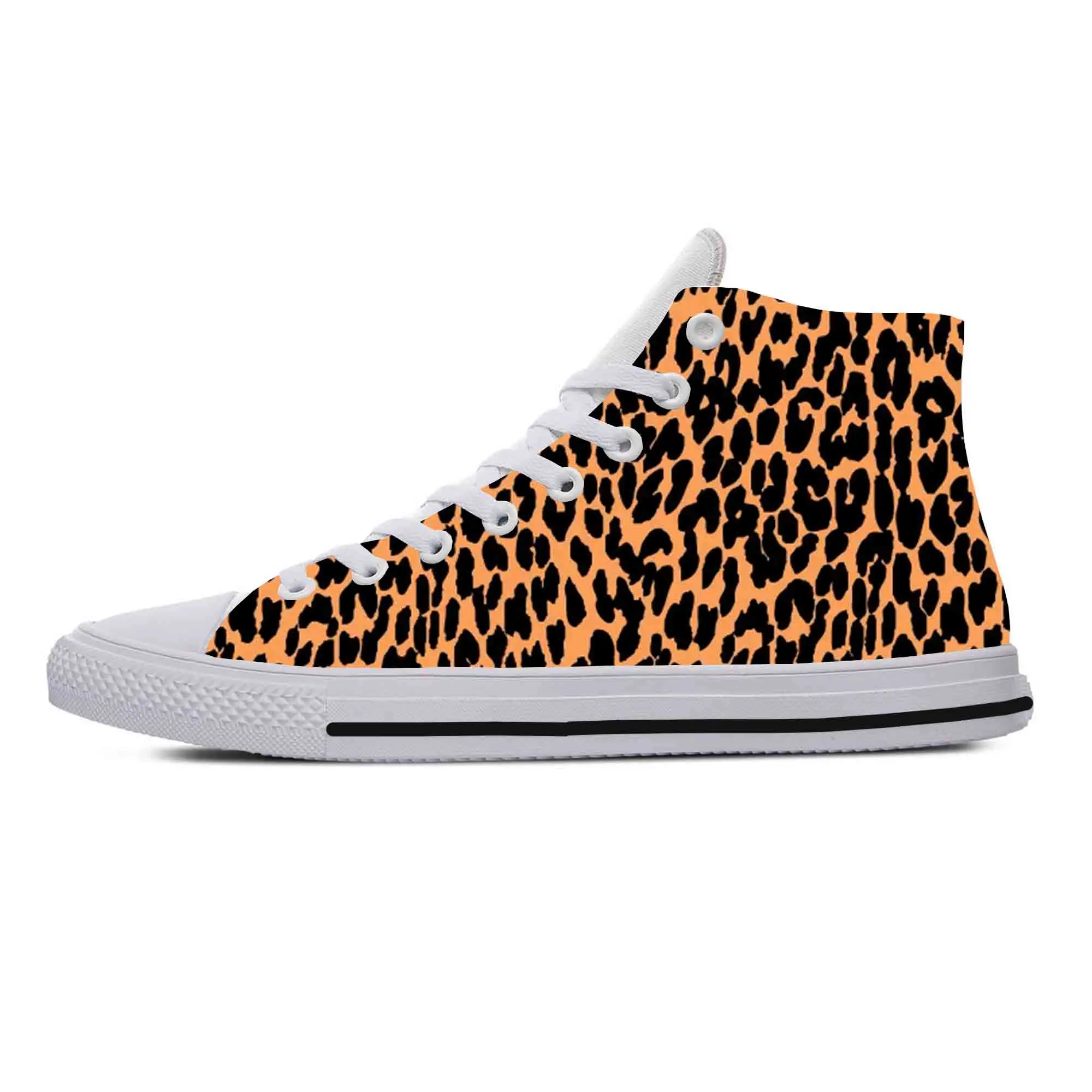 Zapatos de tela informales para hombre y mujer, zapatillas con estampado de leopardo, Pantera, Animal, moda, Top alto, cómodas, transpirables, 3D