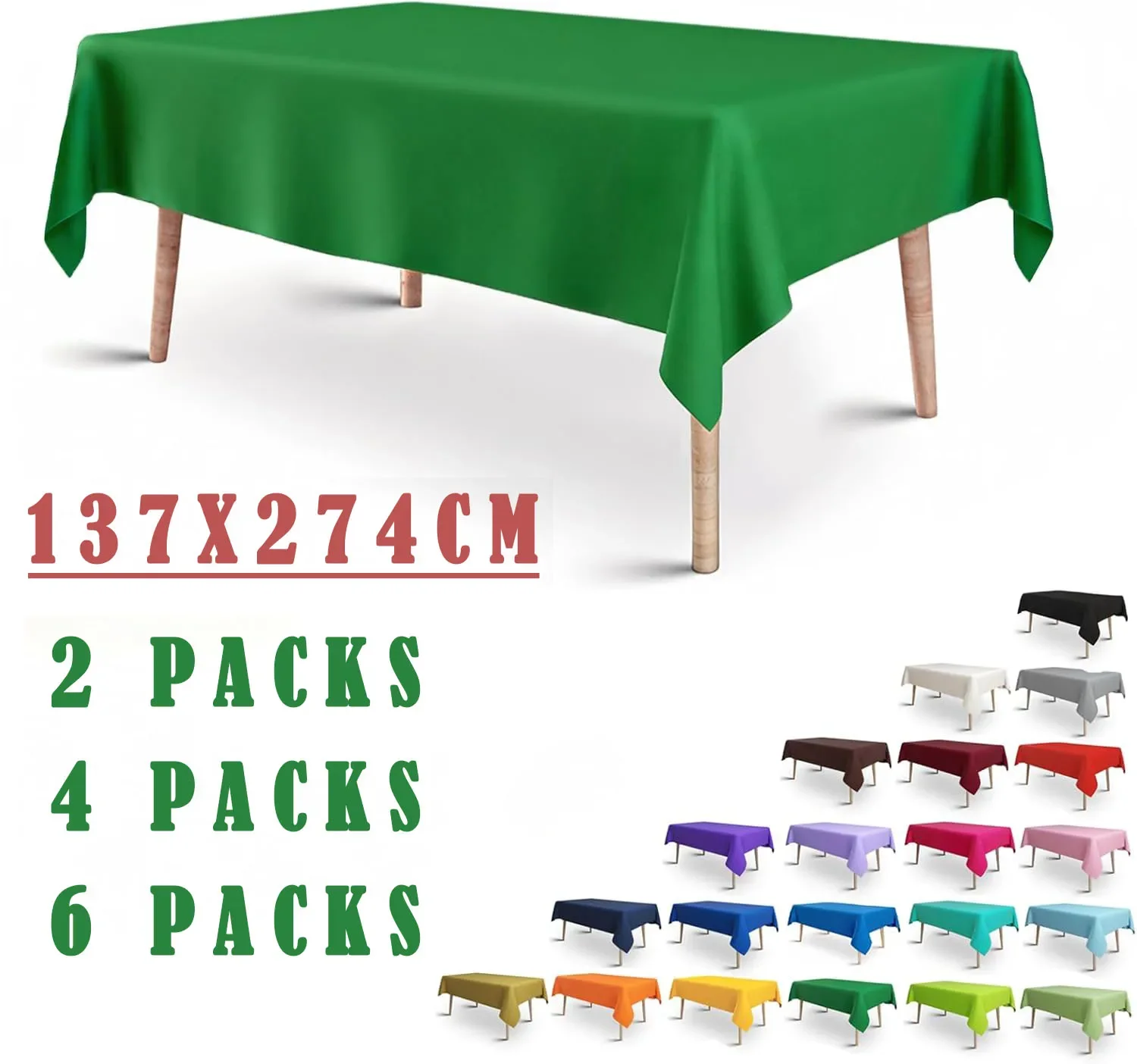 Disposable Tablecloth, 54 X 108 Inches (137 X 274 cm), Suitable for Disposable Use at Parties, Easy to Clean for Picnic Tables