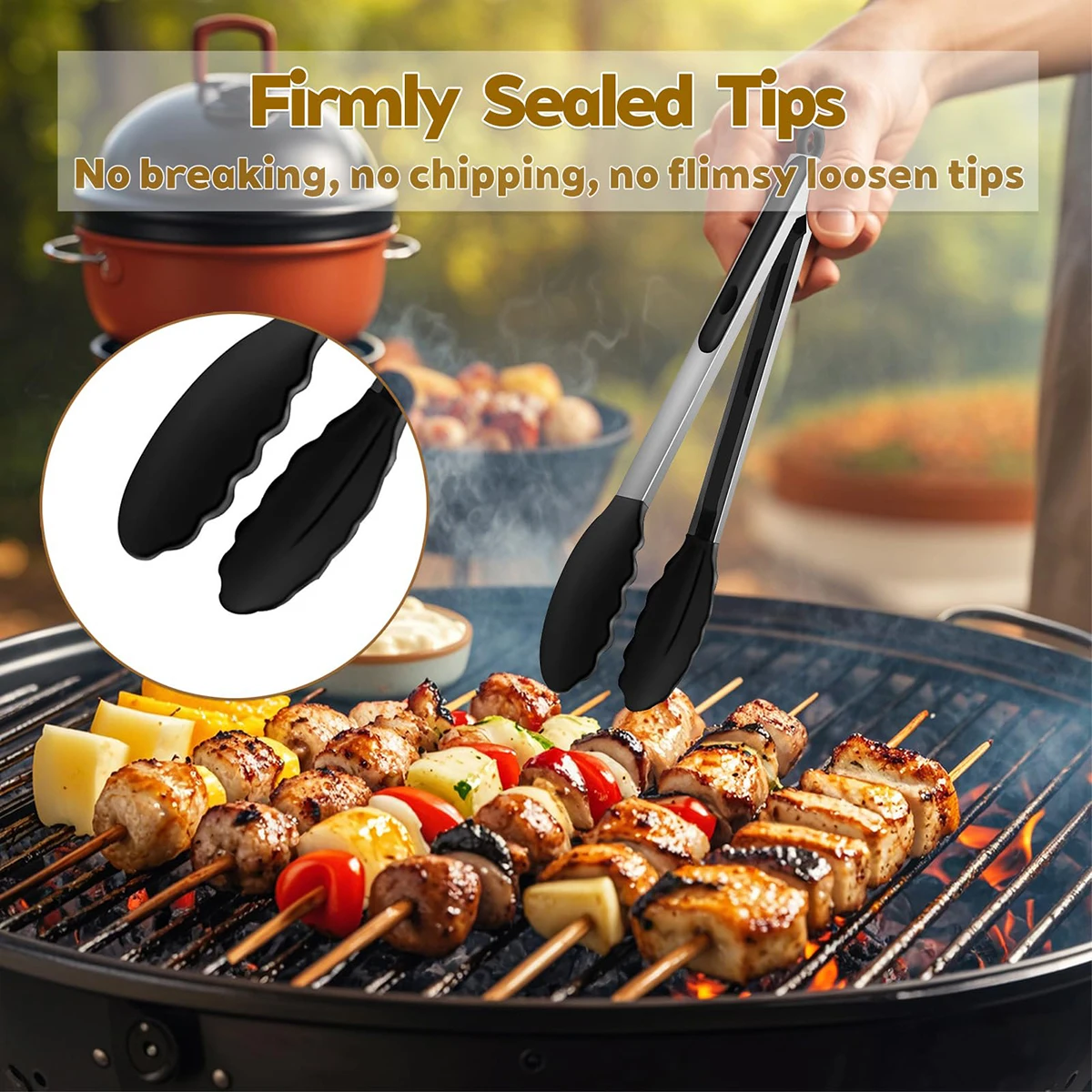 

3 шт. кухонные щипцы из нержавеющей стали 7/9/12 дюймов мини-щипцы для приготовления пищи с силиконовыми наконечниками черные термостойкие антипригарные зажимы