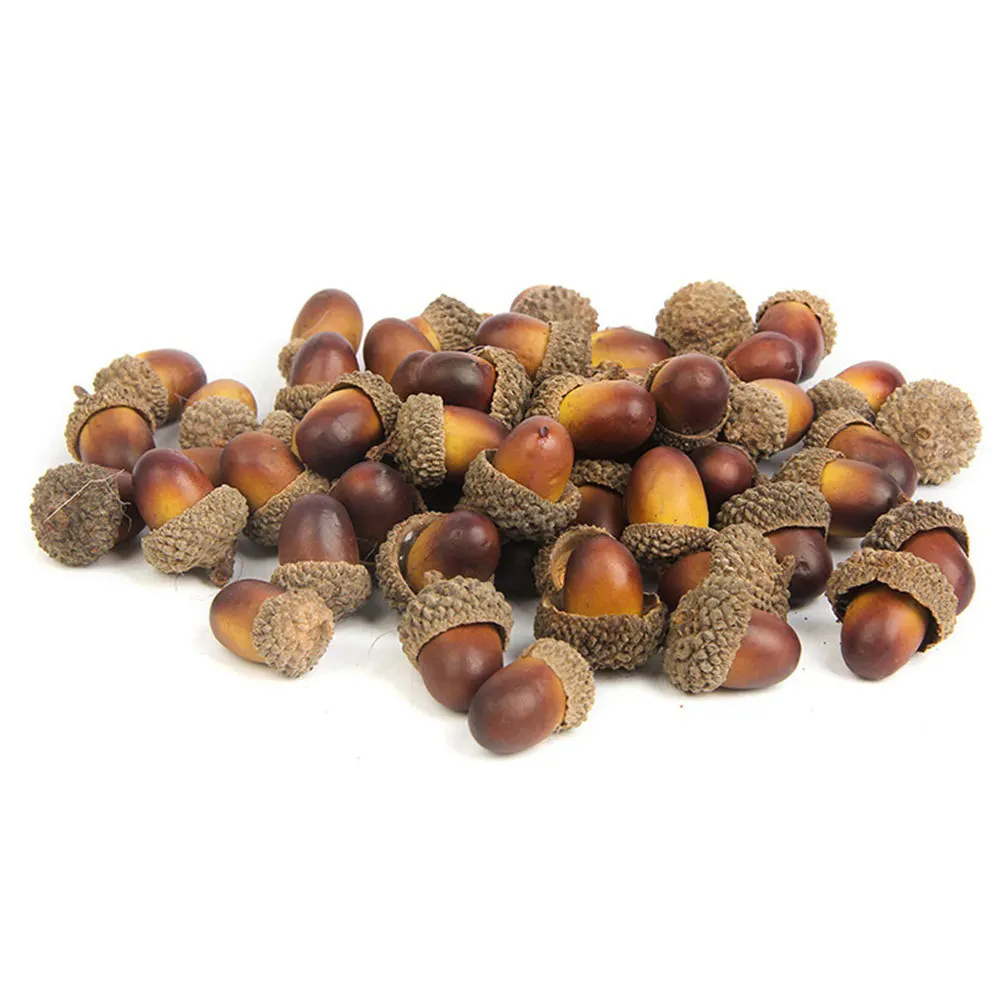 

100pcs Artificial Acorns Realistic Fall Vase Filler Decor For Home Thanksgiving Christmas Crafts Bowl Fillers Autumn Fruit