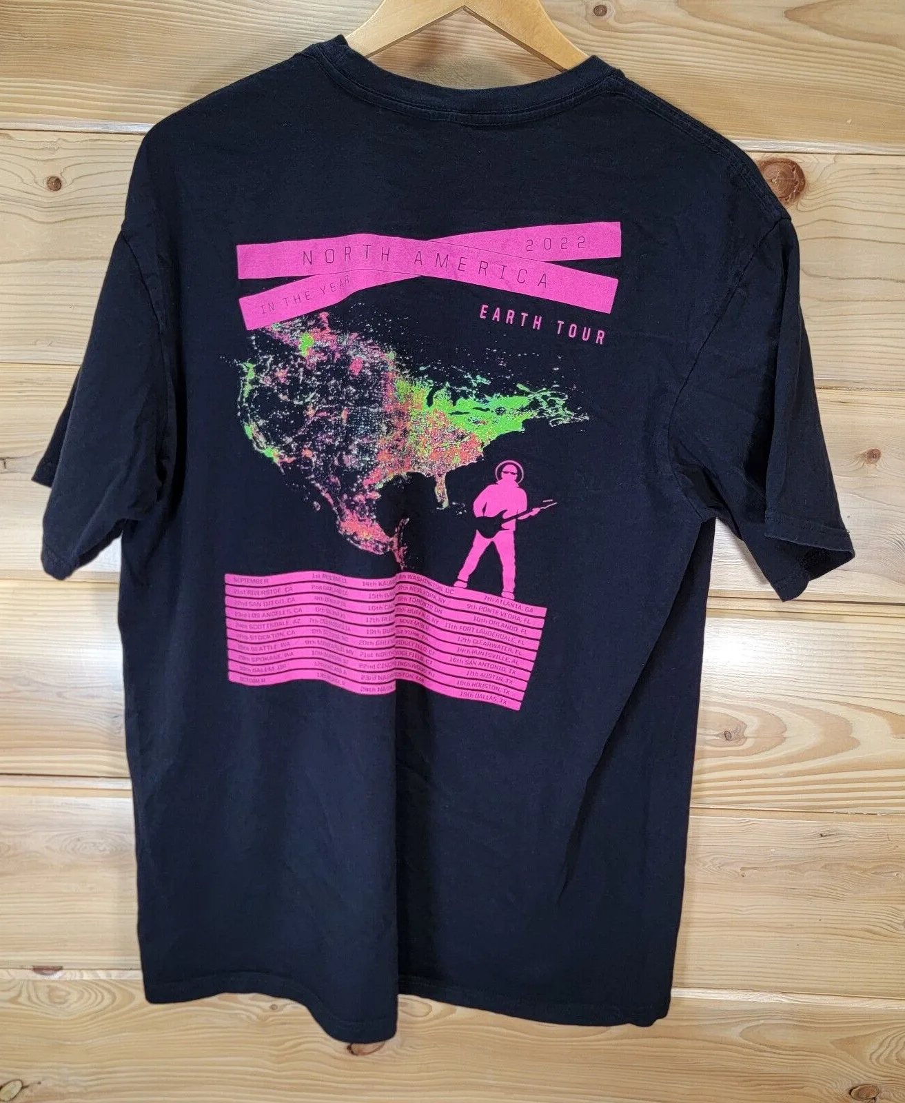 Joe Satriani T Shirt Men Large Earth North American Tour Concert 2022 Double Sid