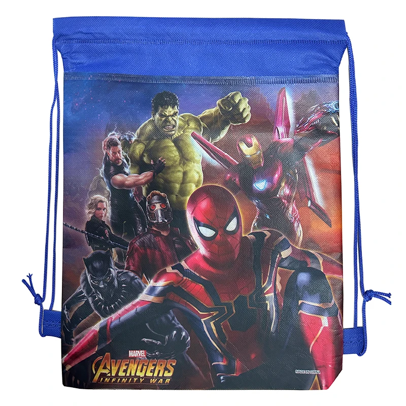 Spider Man Happy Birthday Party Gift Bags Decoration Non-woven Fabric Bundle Pocket Adjustable Spider Hero Drawstring Bags