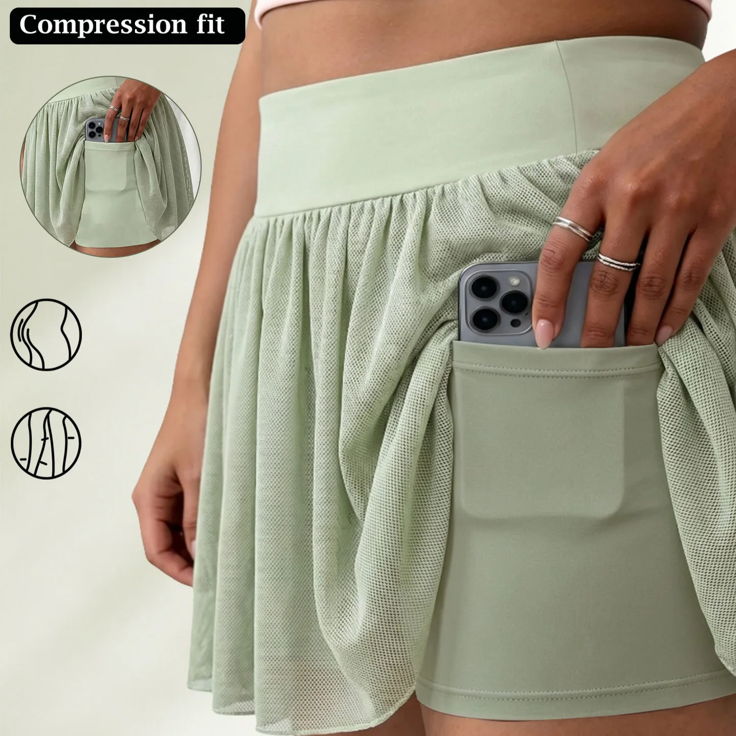 Women High Waist Tennis Skort Pleated Athletic Skirt With Pockets Anti Chafing Shorts For Golf Workout Yoga