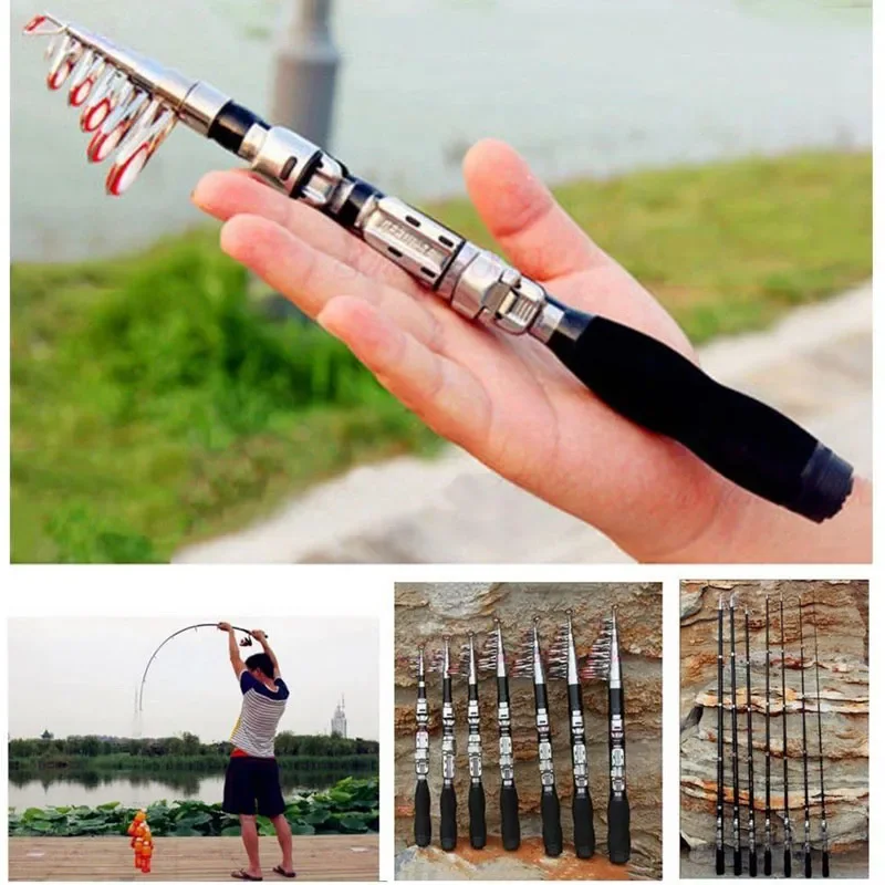 1 ~ 2.3M Telescopische Mini Hengels Super Hard Koolstofstaal Rivieren Meren Hengel Draagbare Zeehengel Vissen Goede Accessoires
