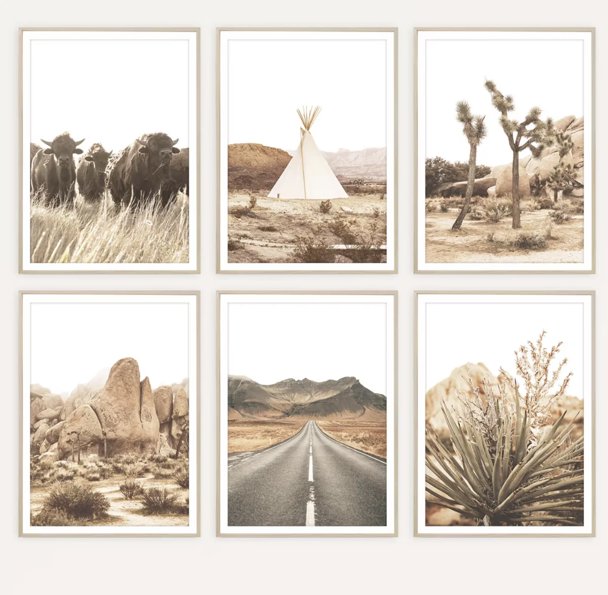 Retro Western Desert Scenery Canvas Wall Art Neutral Beige Living Room Bedroom Entryway Farmhouse Decor Home Ornament