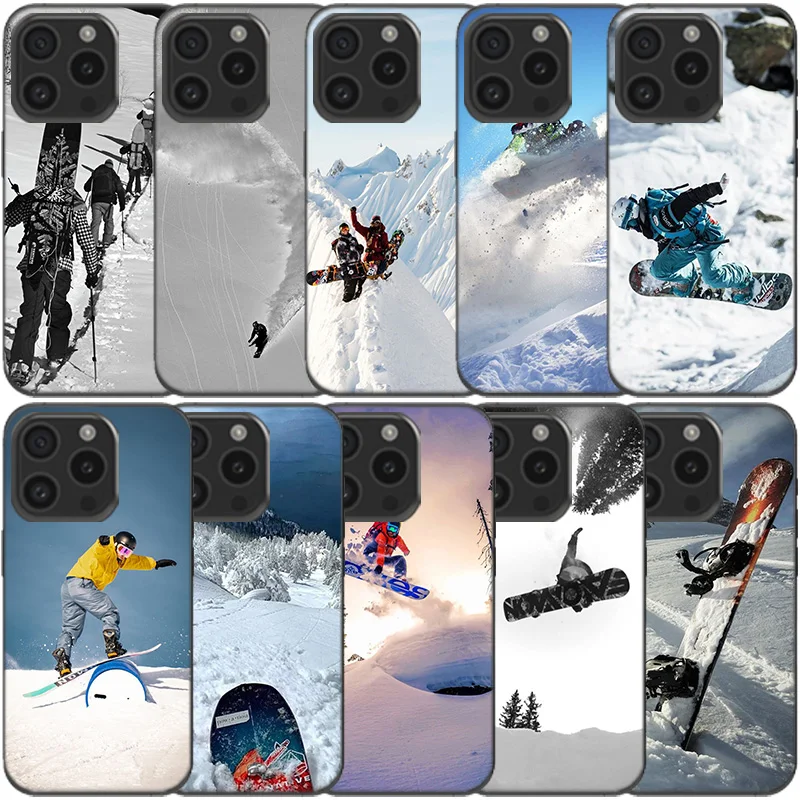 Adventure Snowboarding Extreme Clear Phone Case For Apple iPhone 12 13 Mini 11 14 15 16 Pro Max Cover XS MAX XR Soft