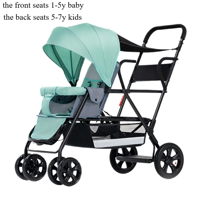 The front and rear seats of the second-child split baby can sit and lie down and the light trolley is convenient for travel.