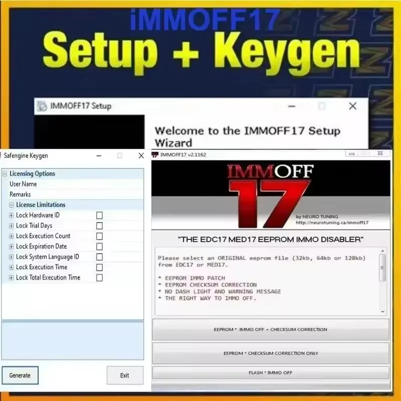 

Immo doctor v2.1+ IMMOFF 17 + IMMO Universal Decoding 3.2 with Free Keygen Unlimited Install Video Guide car repair software AAA