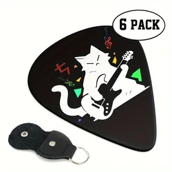 6 Pcs Original Sound Guitar Picks, Double-Sided Printed Ukulele Guitar Finger Shrapnel, Keychain Holster, Gift For Music Lovers