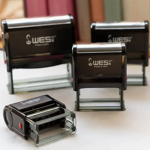 Bilashmart [Custom Stamp] -Black Rectangle Automatic Stamp - Customized with Image - Choose your favorite template