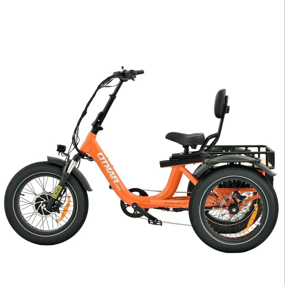 Oem Odm 48v 750w 3 Wheels Large Battery Large Saddle Delivery Tricycle E-bike Cargo Trishaw Fat Tire Rear Electric Tricycle