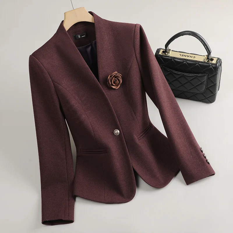 Woolen Blazer Women Autumn Winter Jacket 2026 New Fashion Ladies Office Formal Suit Jacket Coat Female Casual Tops Outerwear