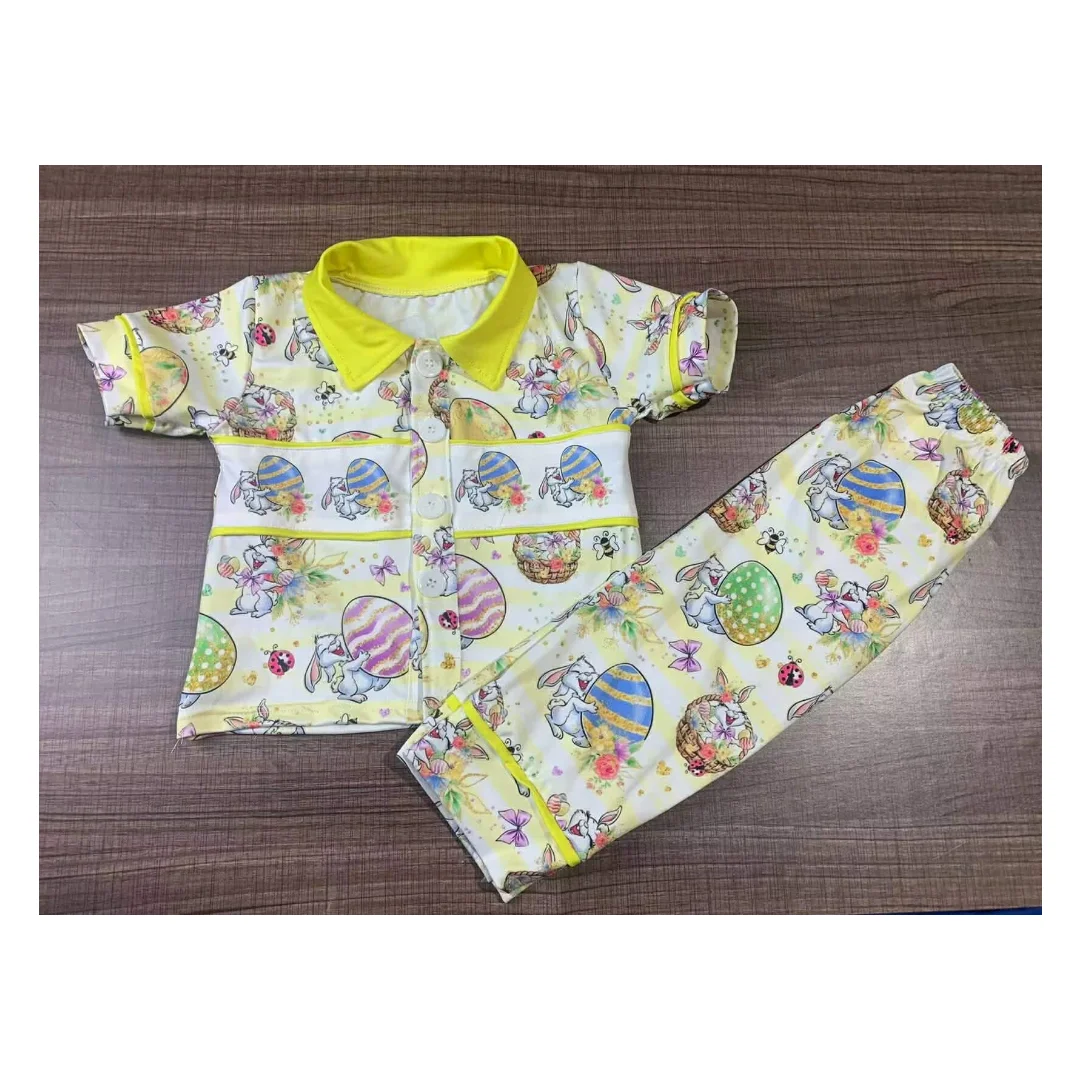 Children Easter Boutique Bunny Outfit Boys Girls Pajamas Set Baby Rabbit Clothes Not Smkcked Pjs Sets view 3