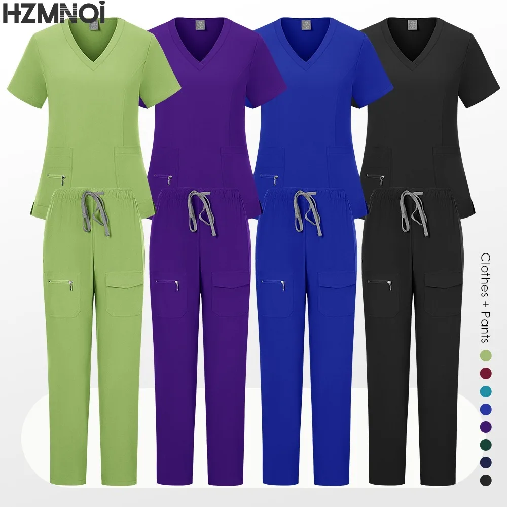 Conjuntos de uniformes médicos para mujer, uniformes quirúrgicos de Hospital, pantalón superior de manga corta, accesorios de enfermería, ropa para médicos, ropa de trabajo