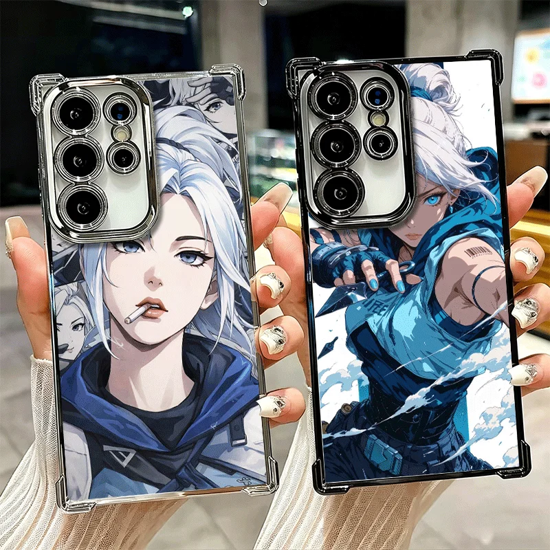 V-Valorants Jett Plating Phone Case For Samsung Galaxy S26 S25 Edge S24 S23 Ultra S22 S21 Plus S20 FE Anti-Fall Protection Cover
