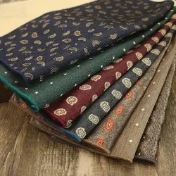 23cm New Brown Color Men's Pocket Square Polyester Paisley Flower Handkerchief Formal Dress Navy Red Dots Scarves Suit Hanky