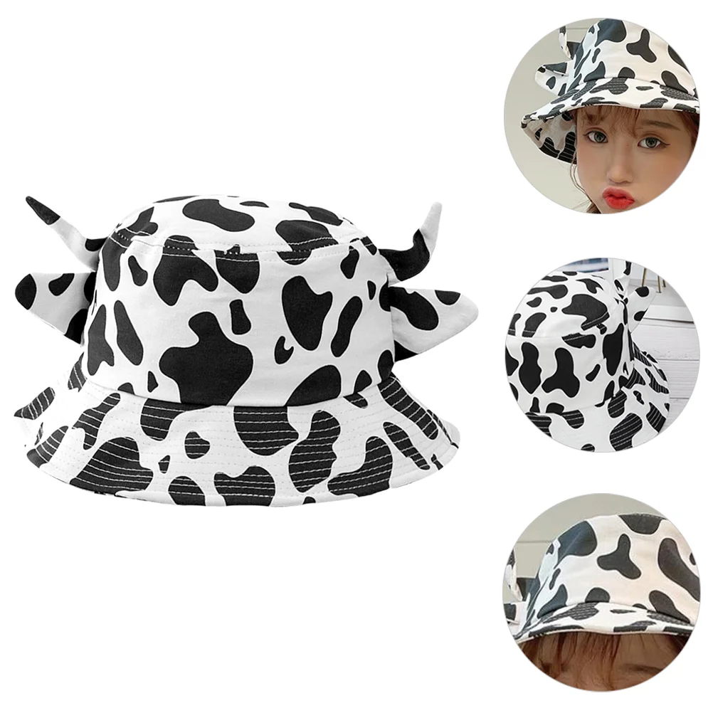 

Cow Bucket Hat Kids Costume Hats Face Fisherman Cap Sunshade Summer Beach Cotton Fisherman's Women's