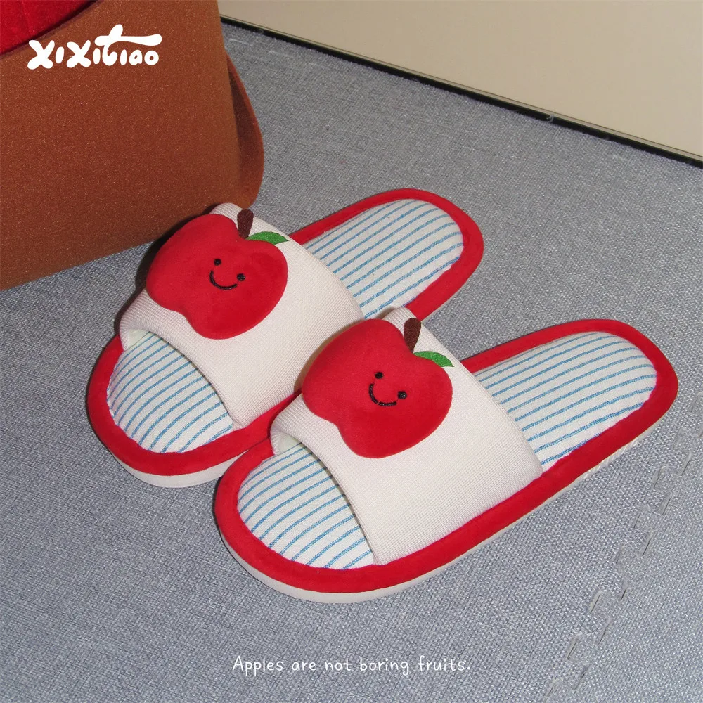 

Women's Cute Apple Slippers - Soft Sole, Breathable Indoor House Slides Shoes for All Seasons