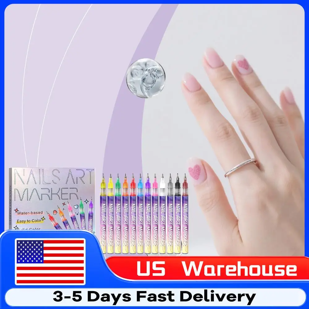

12 Colors DIY Quick Dry Graffiti Dotting Point Liner Pens Paint Pen Nail Markers for Painting Nails Art Drawing Tool