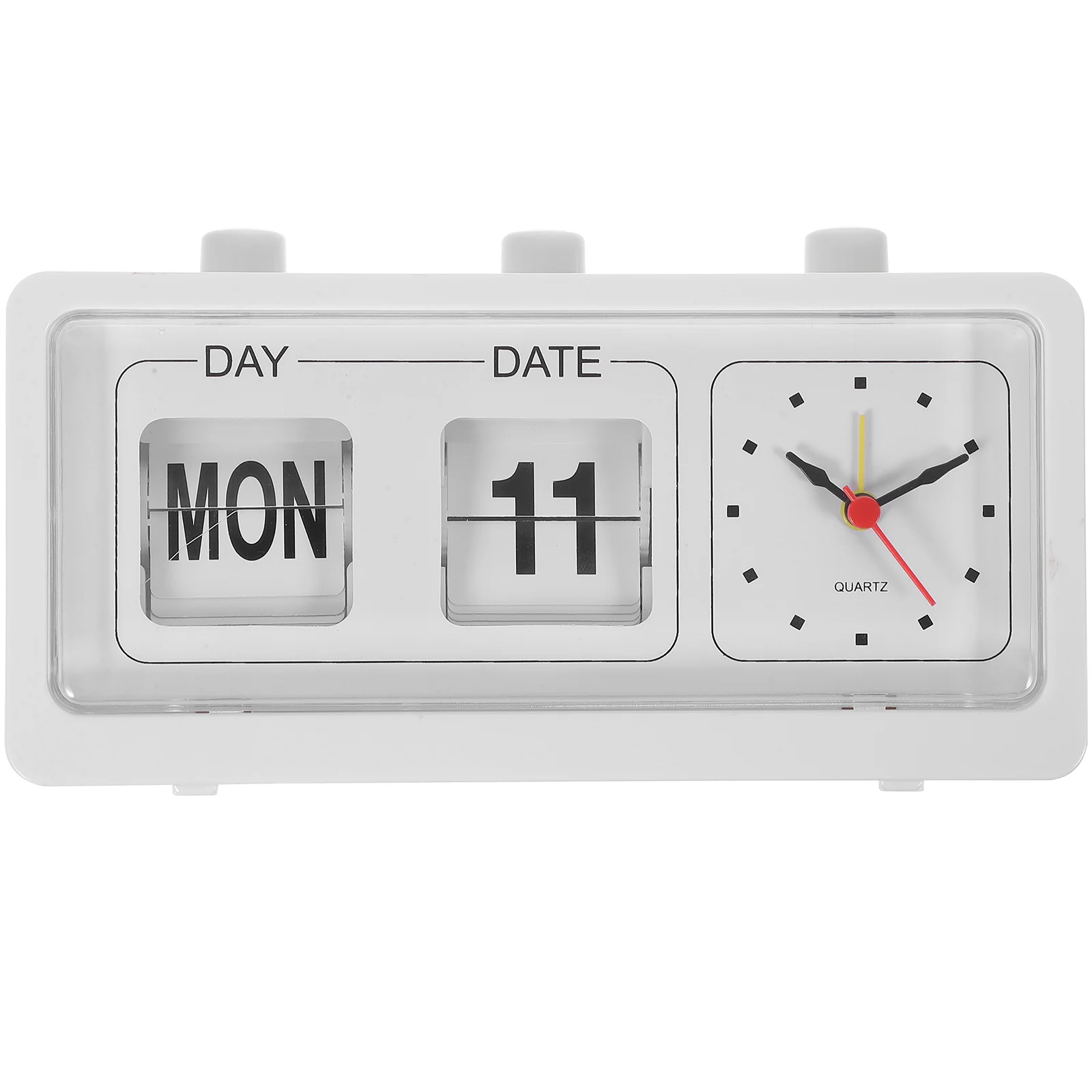 

White Calendar Clock Manual Control Date Week Time Display Simple Fashion Home Use Alarm Clock for Bedroom Office