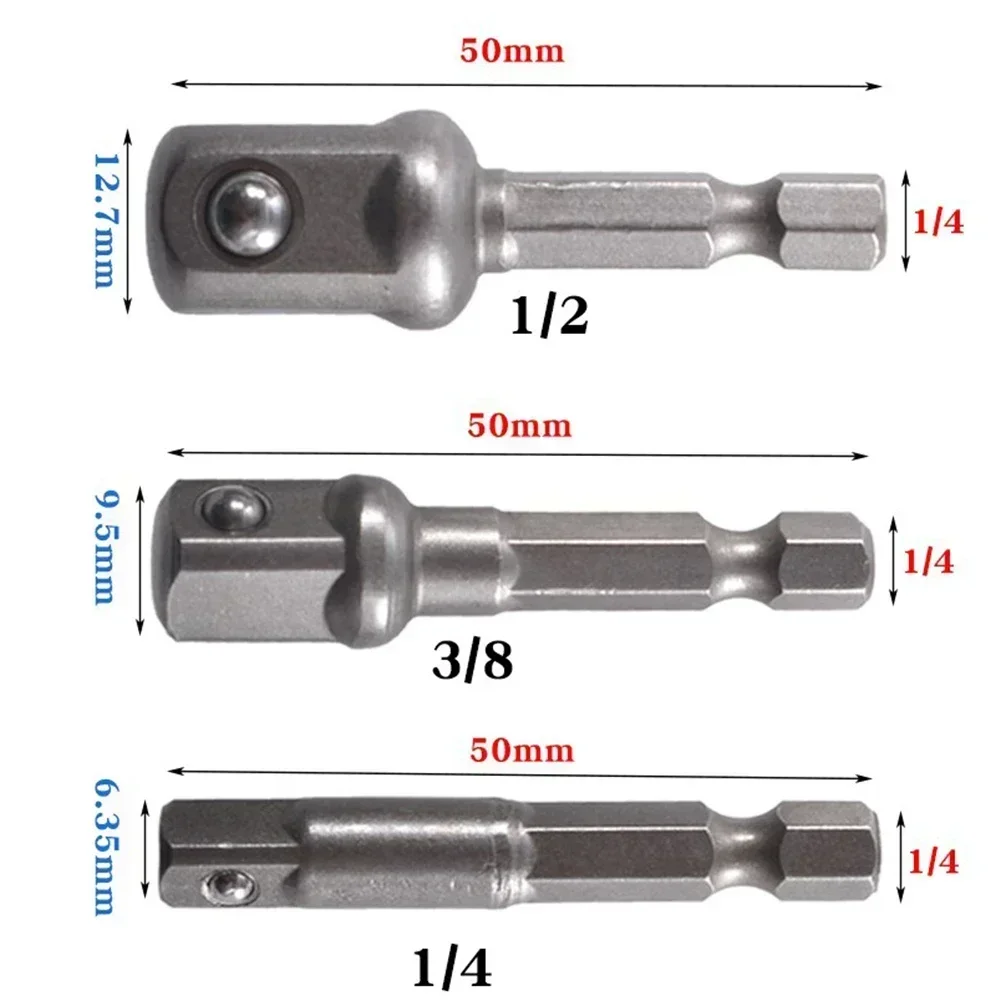 1/3pcs Drill Socket Adapter 1/4