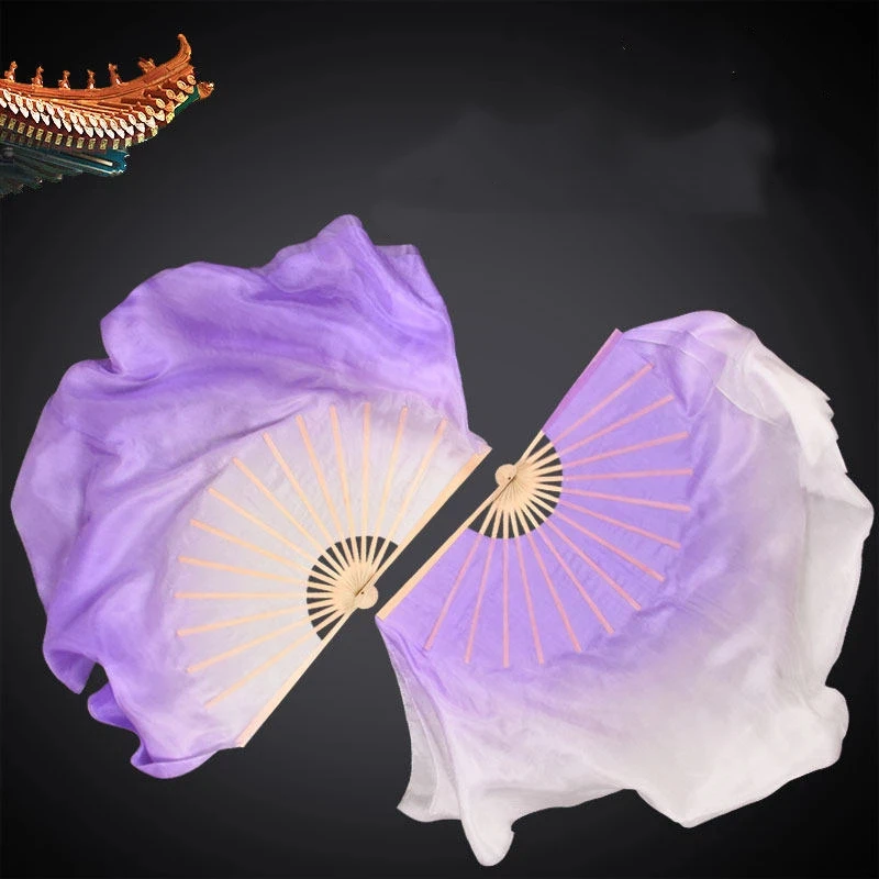 Real Silk Dance Fan Chinese Dance Double-sided Long Silk Fan Square Dancing Group Performance Dance