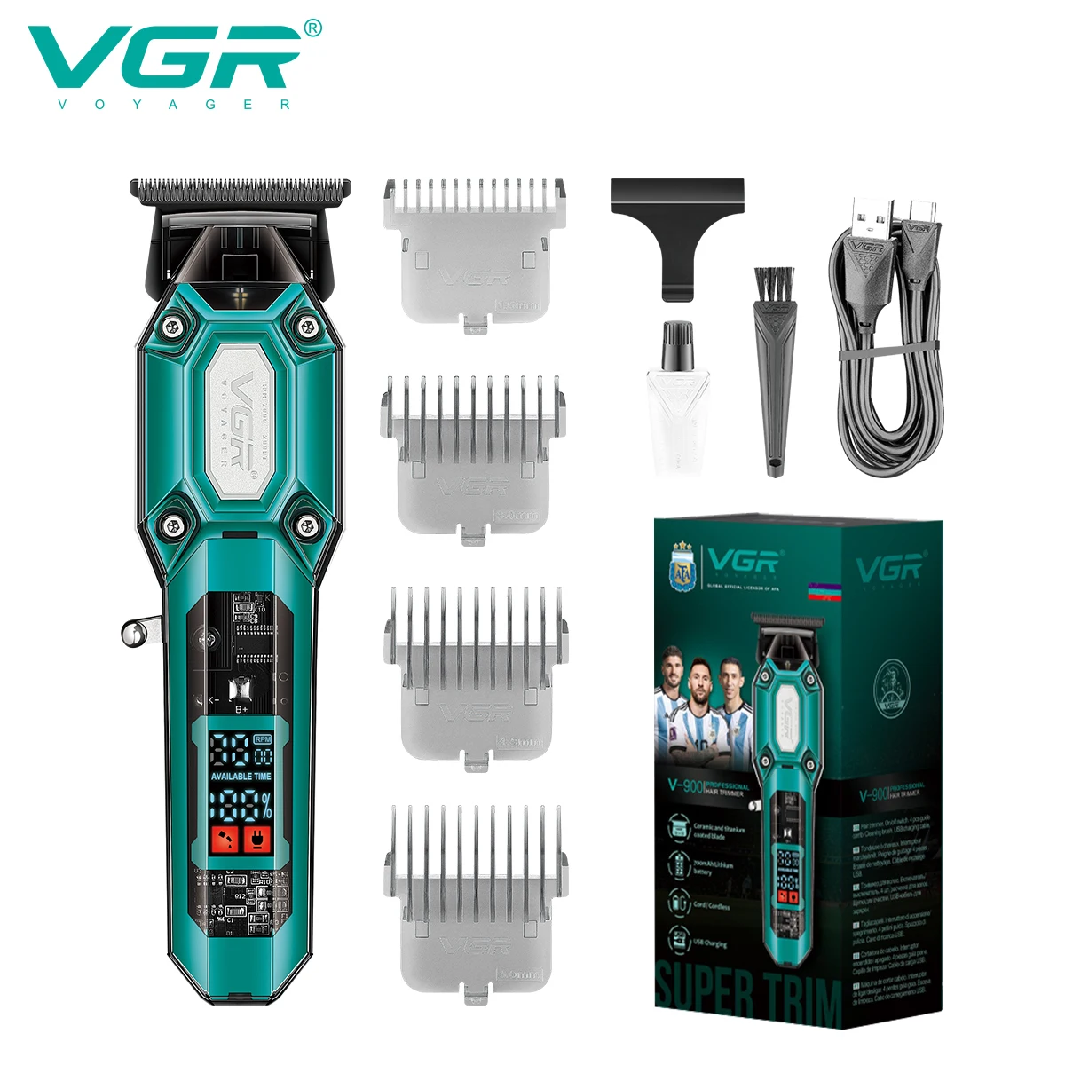 VGR-900 Barber Hair Trimmer Professional Electric Beard Hair Clipper Rechargeable Lithium Haircut Machine For Men