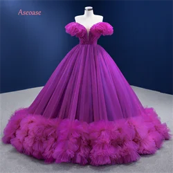 Vestidos de quinceañera morados, vestido de baile sin hombros, tul, perlas escalonadas, dulce mexicano, 16, 15 años