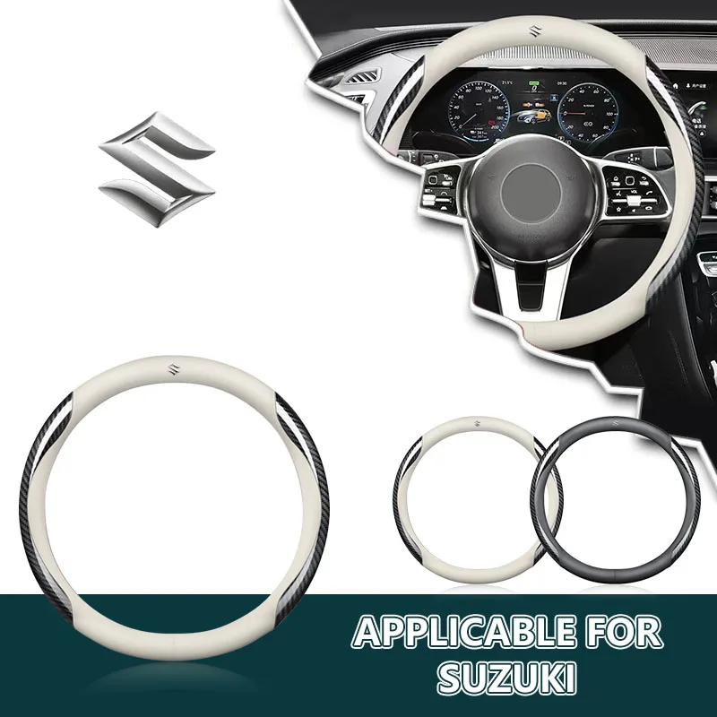 

Car Steering Wheel Cover Carbon Brazed PU Leather Steering Wheel Cover For Suzuki DZire IGNIS Alto Spacia Jimmy VITARA SX4