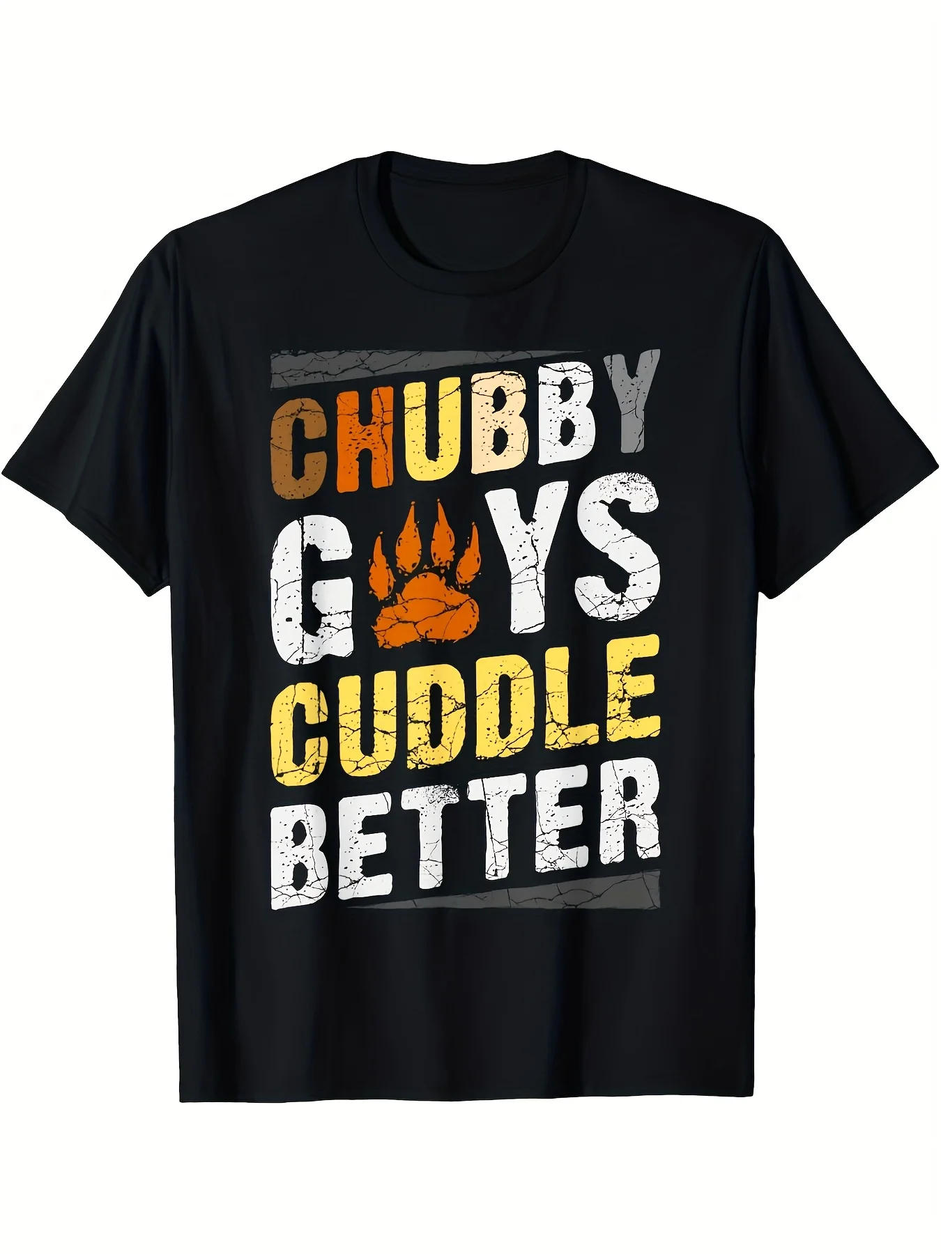 2026 MenFunny Gay Pride T-Shirt - Chunky Chubby Bear Graphic Tee with Chubby Guys Cuddle Better Slogan - Heavyweight Crewneck Sh