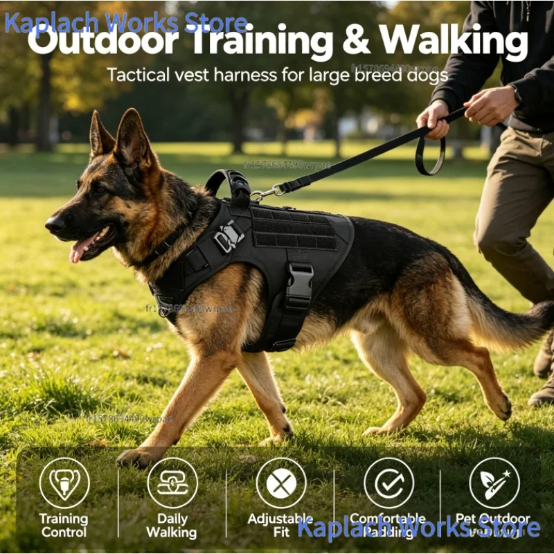 Harnais d'entraînement tactique pour grand chien, gilet pour animaux de compagnie, harnais pour bouledogue français, berger allemand, malinois,