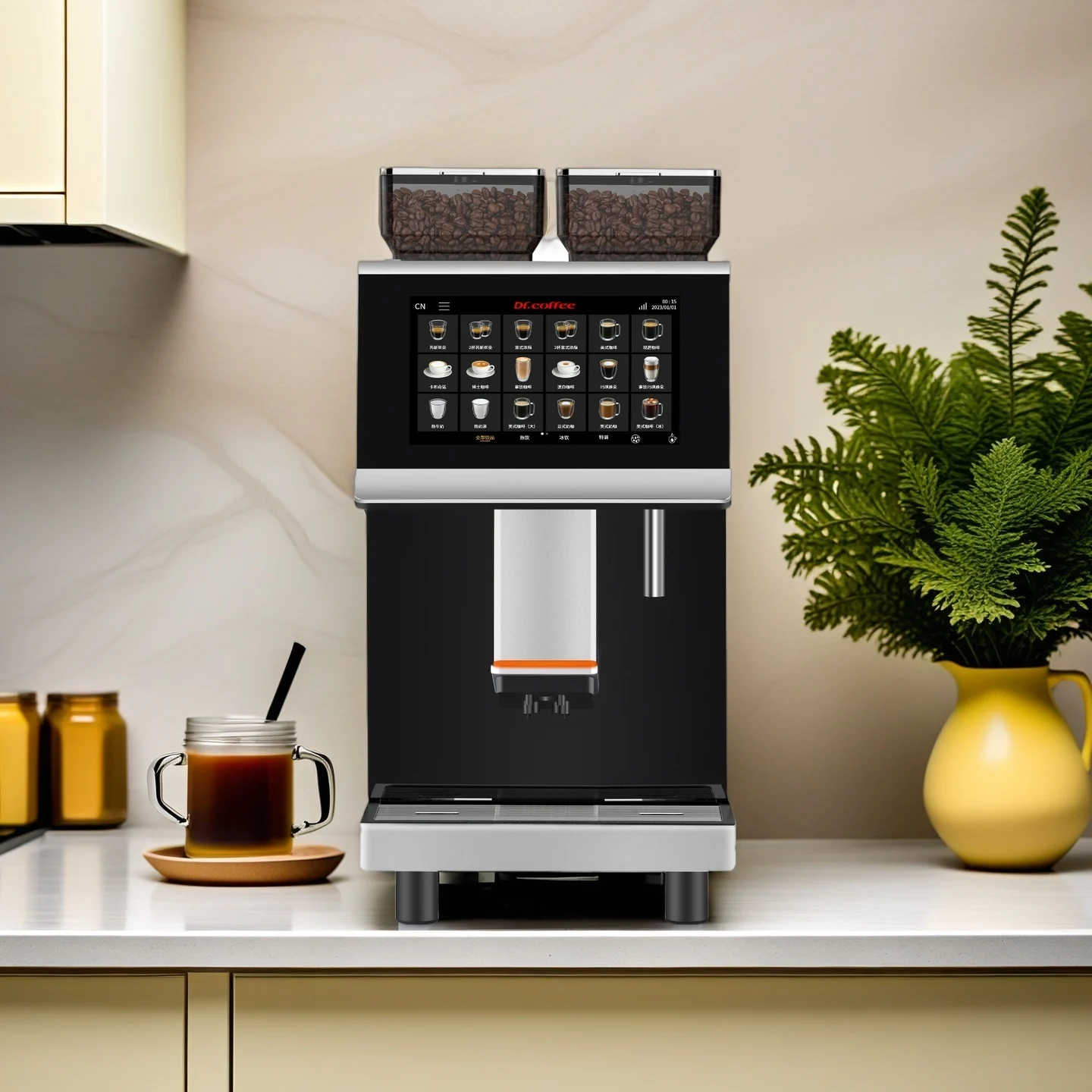 Dr.coffee F20 Professional Automatic Coffee Machine Cafe Shop Espresso  With Grinder Milk Pump For Business